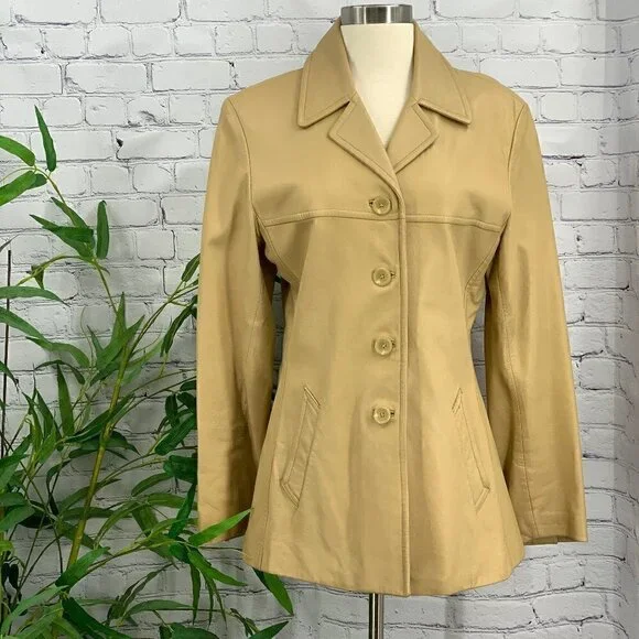 Marc New York Camel Leather Collared Jacket - Picture 1 of 7